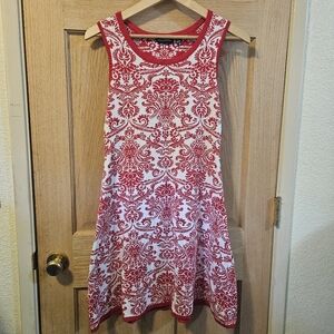 Nina Leonard Argyle Print red & white dress size medium
